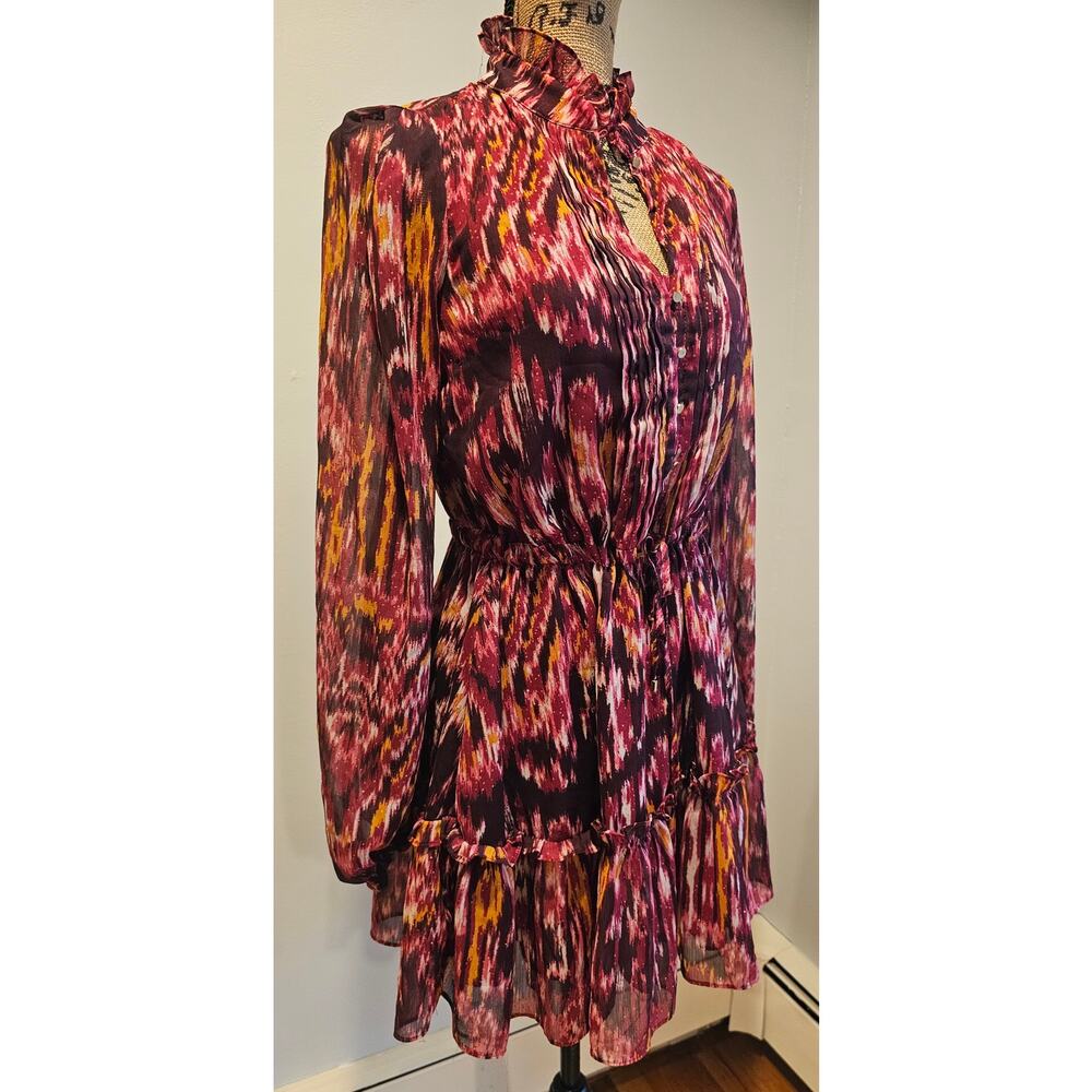 House of Harlow Dress 1960 Revolve Long Sleeve Mini Ruffled Bohemian Sz 2 - Picture 3 of 7